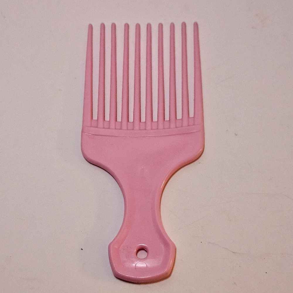 Vintage Pink Hair‎ Pick Comb Wide Tooth Detangler Made in USA Retro Afro Lift